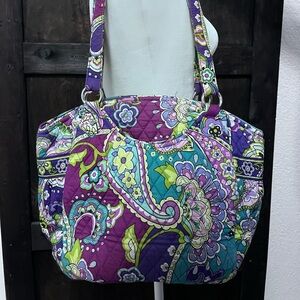 Vera Bradley Purple and Green Paisley Shoulder Bag